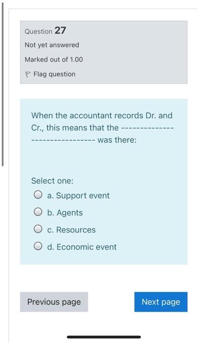 Question 27 Not yet answered Marked out of 1.00