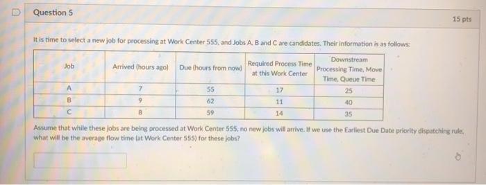 D Question 5 15 pts It is time to select a new