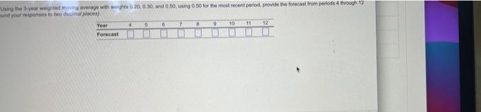 Using the your weighted moving average with