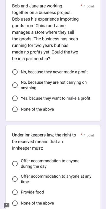 Bob and Jane are working * 1 point together on a