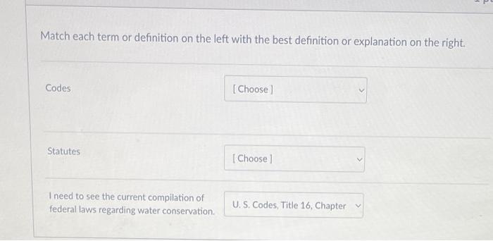 Match each term or definition on the left with