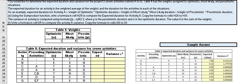 Explain with Formulas YOU Would like to determine