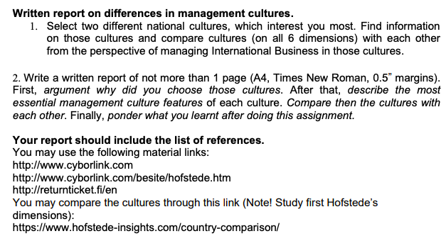Written report on differences in management