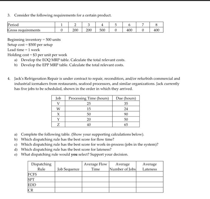 Answer the following problems: (3 points for