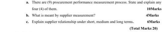 a. There are (9) procurement performance