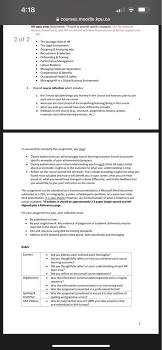 In this assignment, you will reflect on the