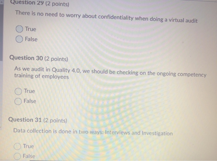 Question 29 (2 points) There is no need to worry