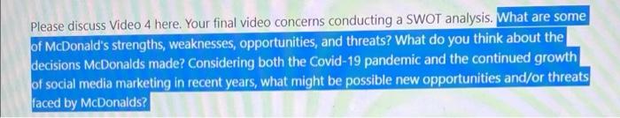 Please discuss Video 4 here. Your final video