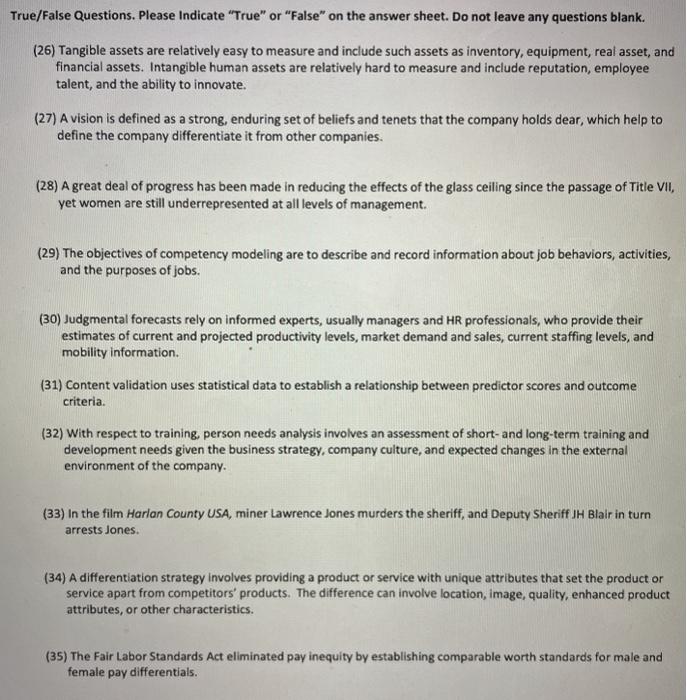 true or false? True/False Questions. Please