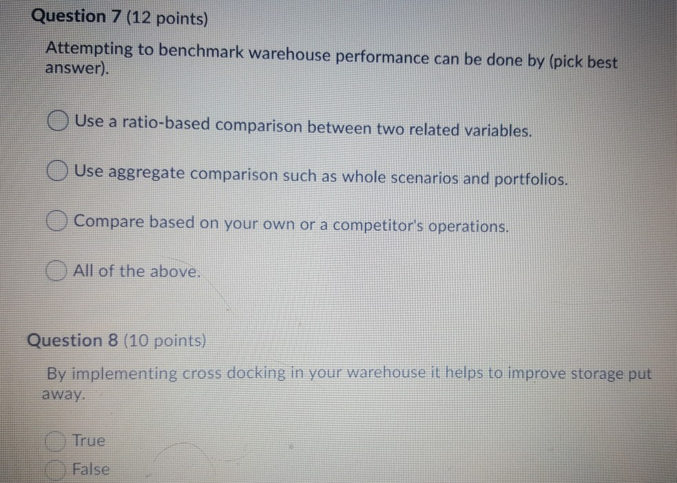 Question 7 (12 points) Attempting to benchmark