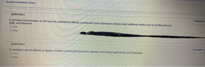 Question Completion Status QUESTIONS E-commerce