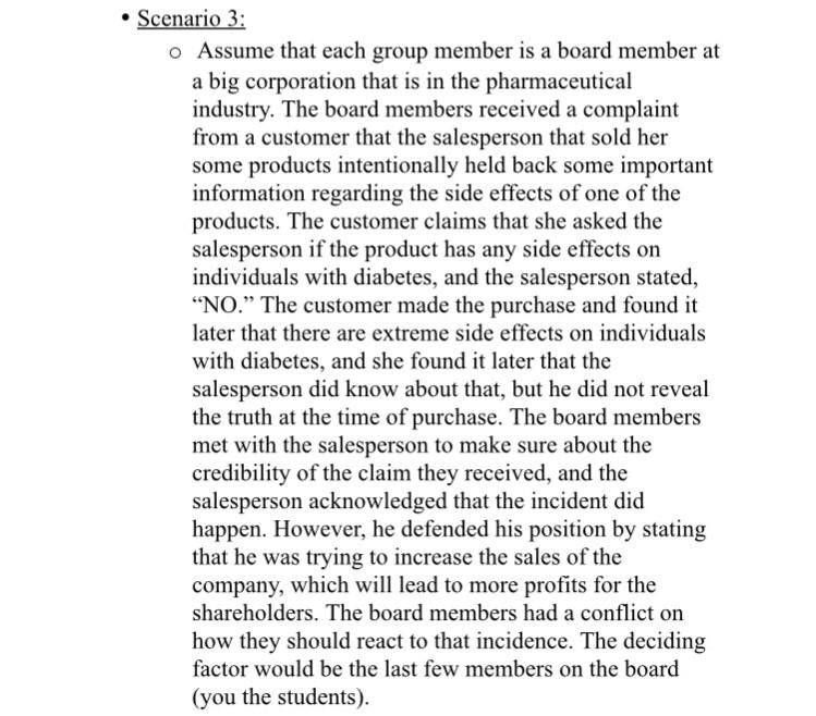 1. Provide a background about your scenario. 2.