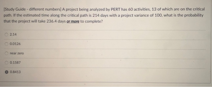 [Study Guide - different numbers] A project being