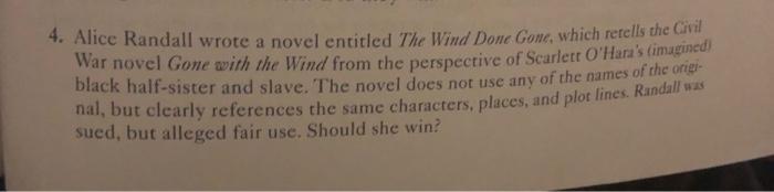 4. Alice Randall wrote a novel entitled The Wind