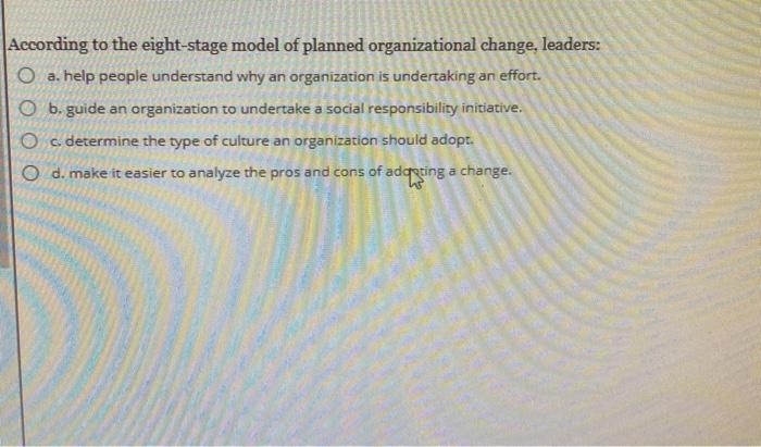 According to the eight-stage model of planned