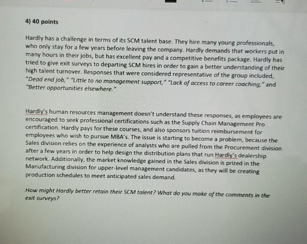 1 = 4) 40 points Hardly has a challenge in terms