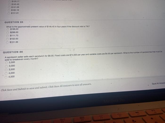 $120.17 $145.45 5141.58 $152.19 5151.81 QUESTION
