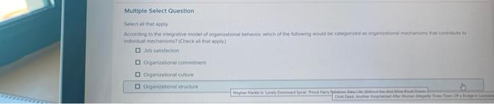 Multiple Select Question Select According to the
