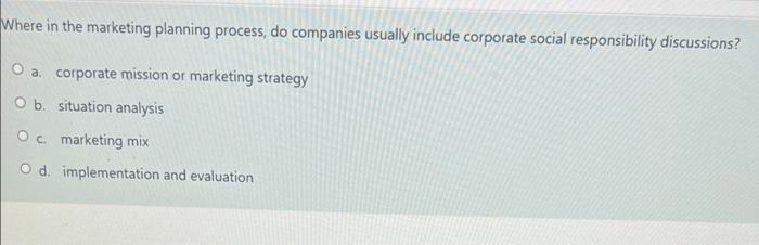 Where in the marketing planning process, do