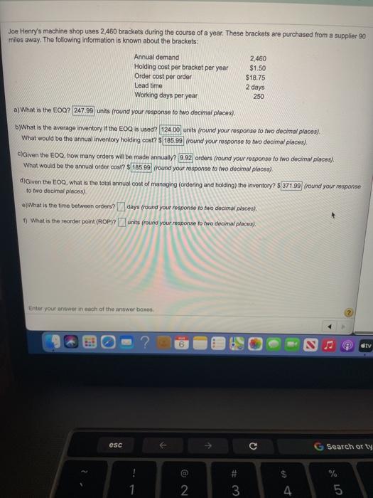 Please answer E & F Joe Henry's machine shop uses