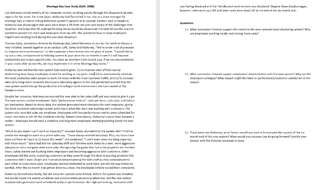 Question 2 Please Montego Bay Case Study (Daft,