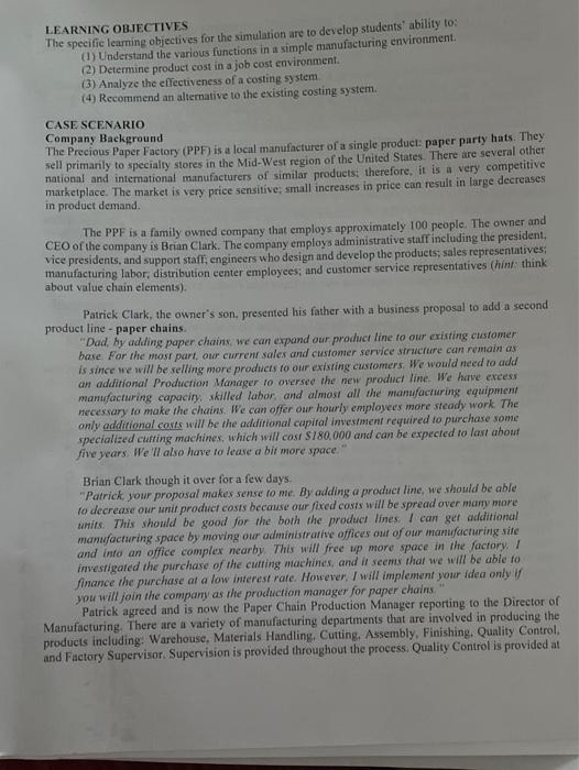 LEARNING OBJECTIVES The specific learning