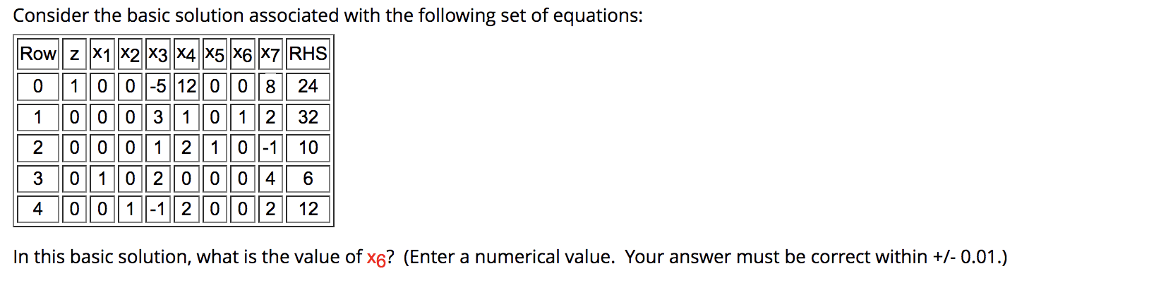 0 Consider the basic solution associated with the