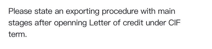 Please state an exporting procedure with main