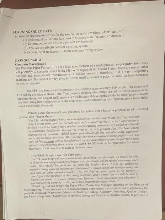 LEARNING OBJECTIVES The specific learning