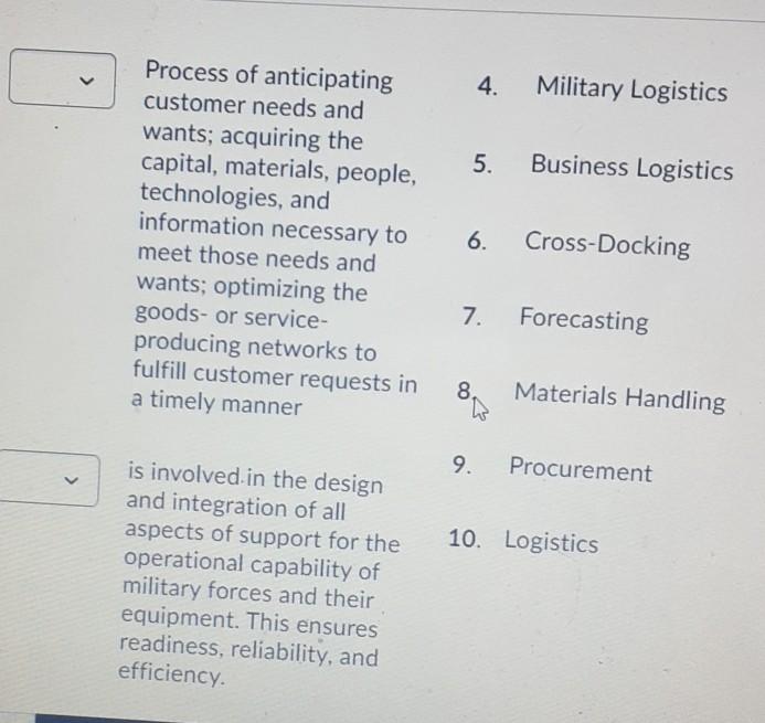 process in logistics that tries to predict the