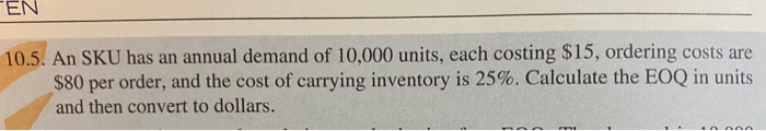 Question from Materials Management 8th edition,