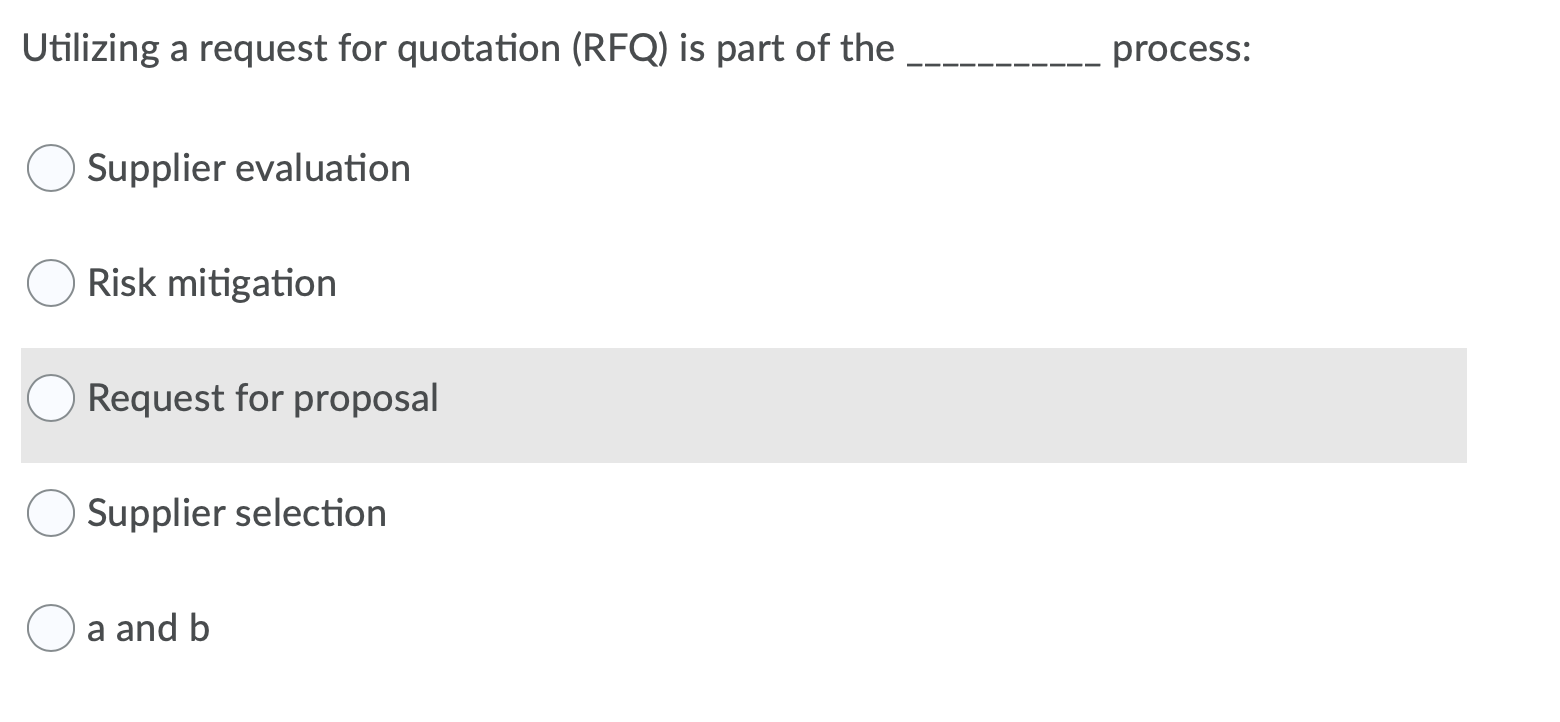 Utilizing a request for quotation (RFQ) is part