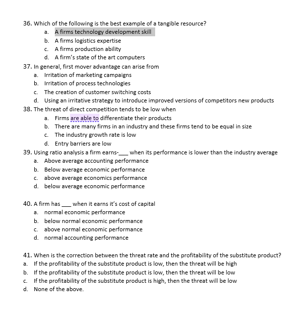 36. Which of the following is the best example of