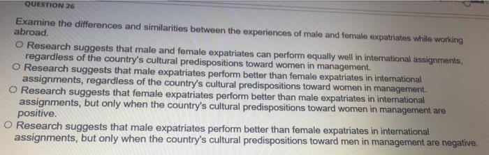 QUESTION 26 Examine the differences and