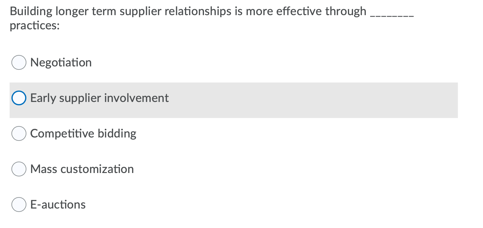 Building longer term supplier relationships is