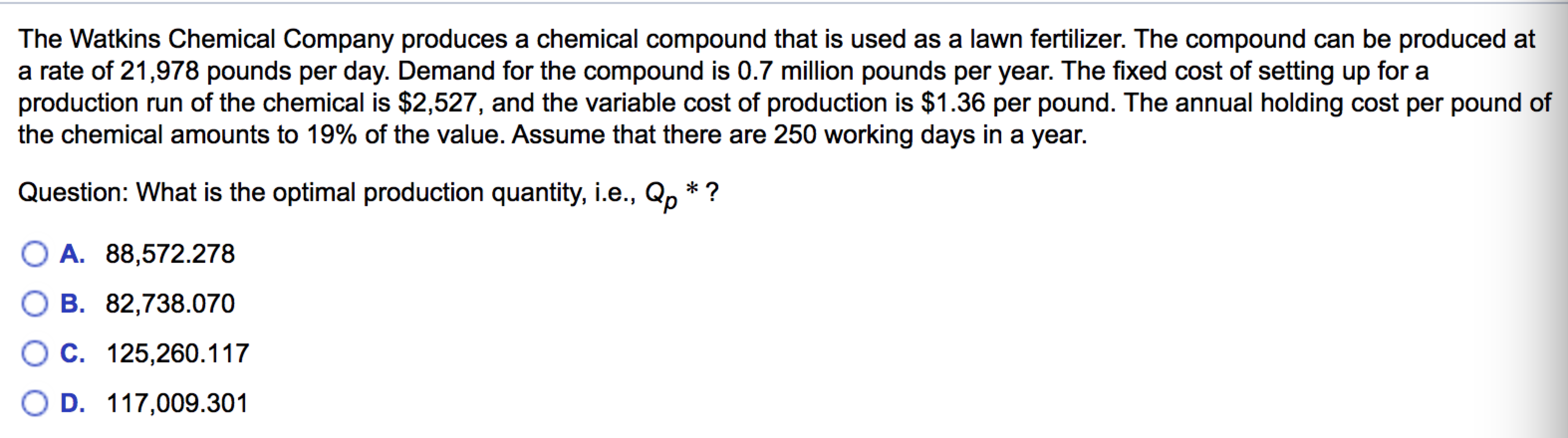 16 The Watkins Chemical Company produces a