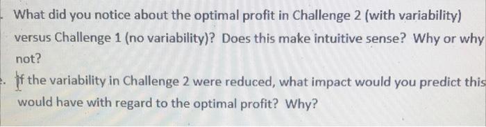 What did you notice about the optimal profit of