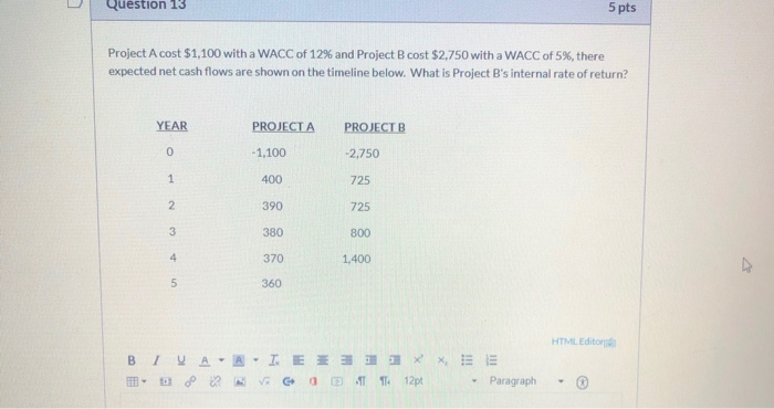 Question 12 5 pts A put option with a strike