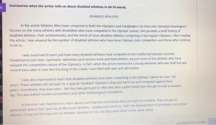 I want summarise X Summarise what the writer