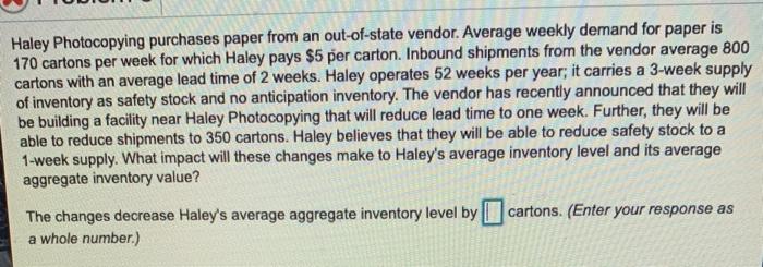 Haley Photocopying purchases paper from an