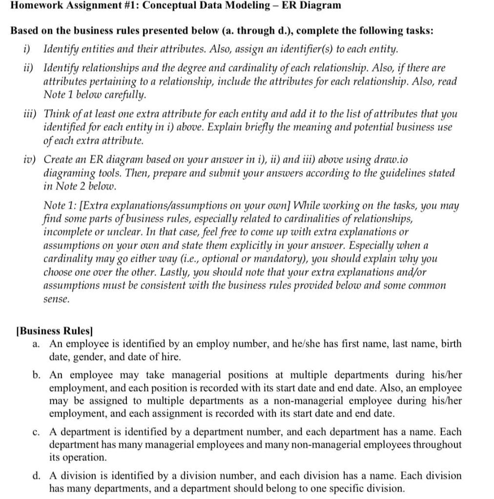 Homework Assignment #1: Conceptual Data Modeling