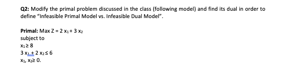 Q2: Modify the primal problem discussed in the