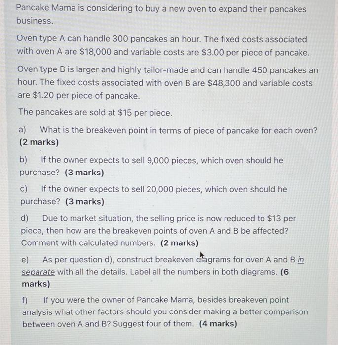 Please answer question e and f only. Thanks