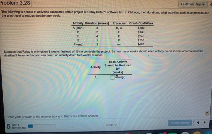 please help Problem 3.28 Question Help The