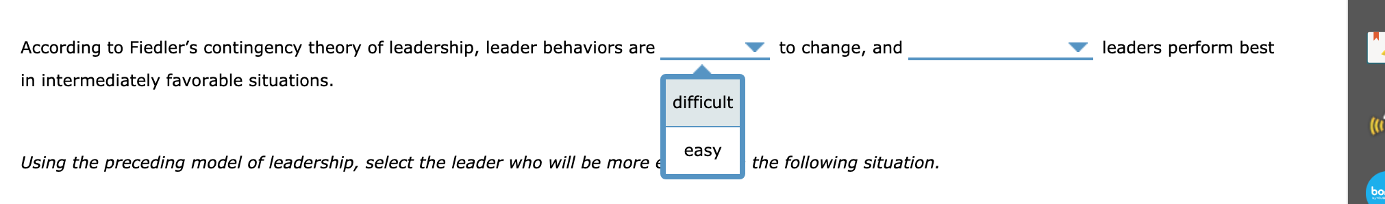 High . Low Leader-Member Relations Task Structure