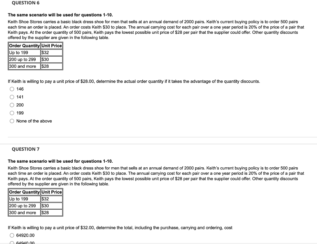 The same scenario will be used for questions