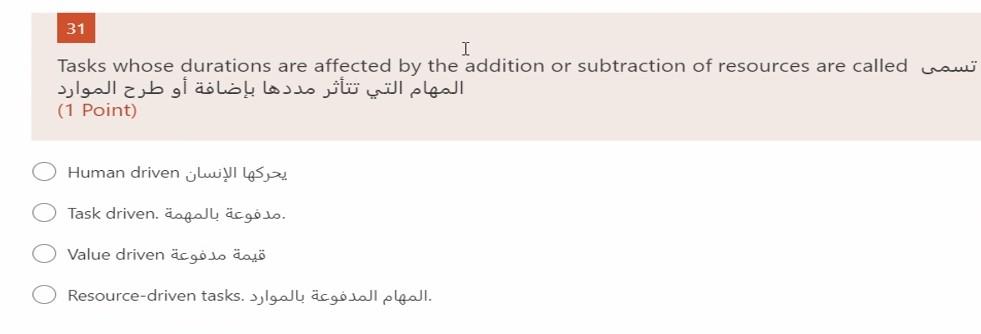 31 I Tasks whose durations are affected by the