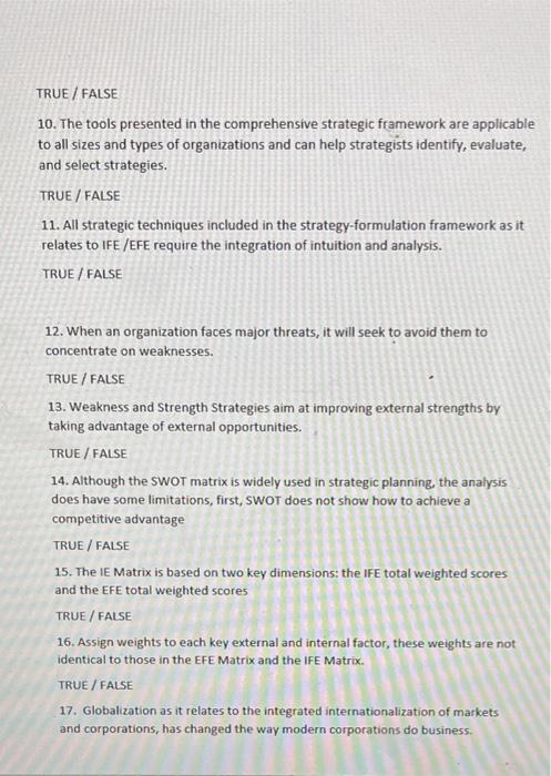 please answer the true and false. 1. A firm's