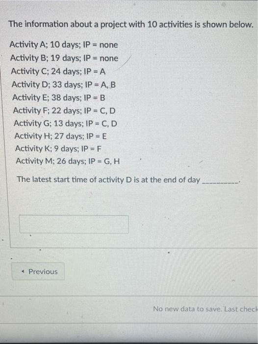 The information about a project with 10