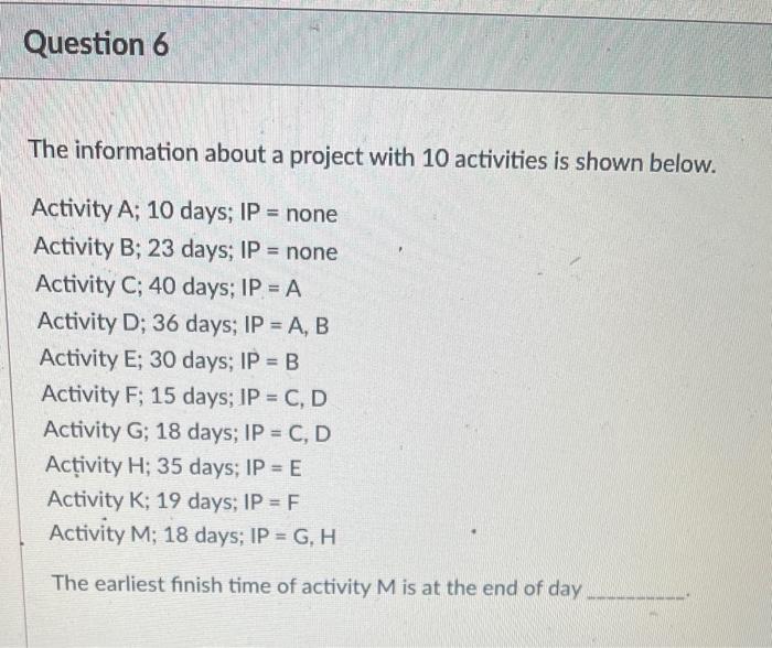 The information about a project with 10